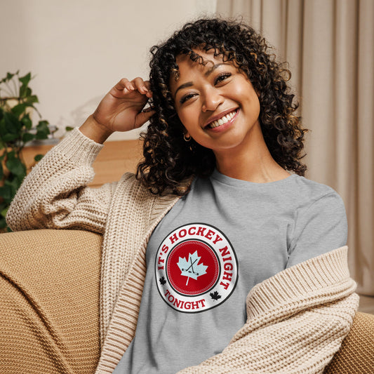 Hockey Night Tonight - Emblem - Women's Fit Relaxed T-Shirt Athletic Heather S t-shirt from Raelfly