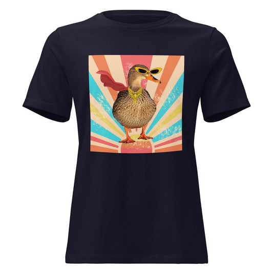 Superhero Duck - Women's Fit Relaxed Tee Navy S t-shirt from Raelfly