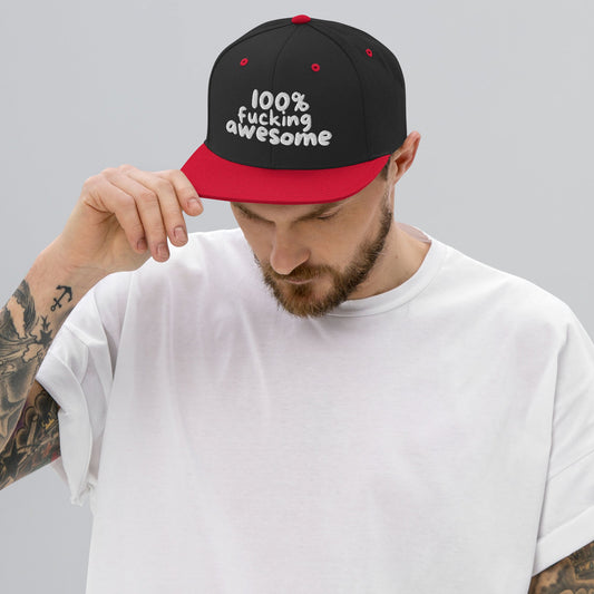 100% Fucking Awesome - Snap Back Hat Black/ Red t-shirt from Raelfly