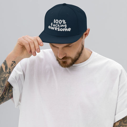 100% Fucking Awesome - Snap Back Hat Dark Navy t-shirt from Raelfly