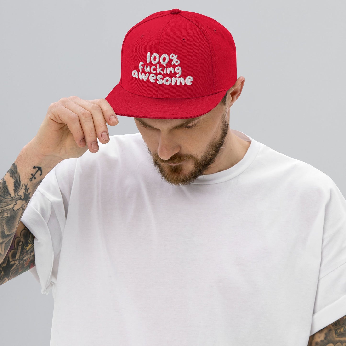 100% Fucking Awesome - Snap Back Hat Red t-shirt from Raelfly