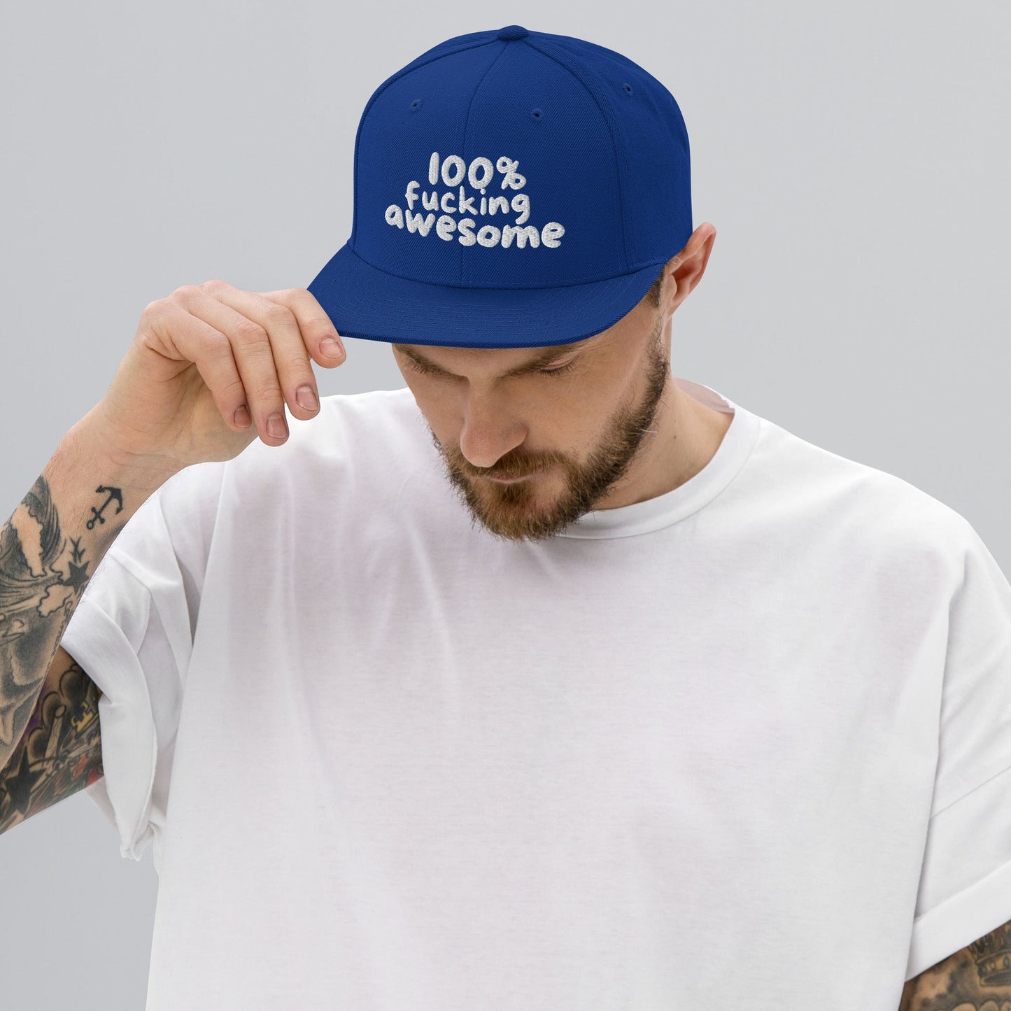 100% Fucking Awesome - Snap Back Hat Royal Blue t-shirt from Raelfly