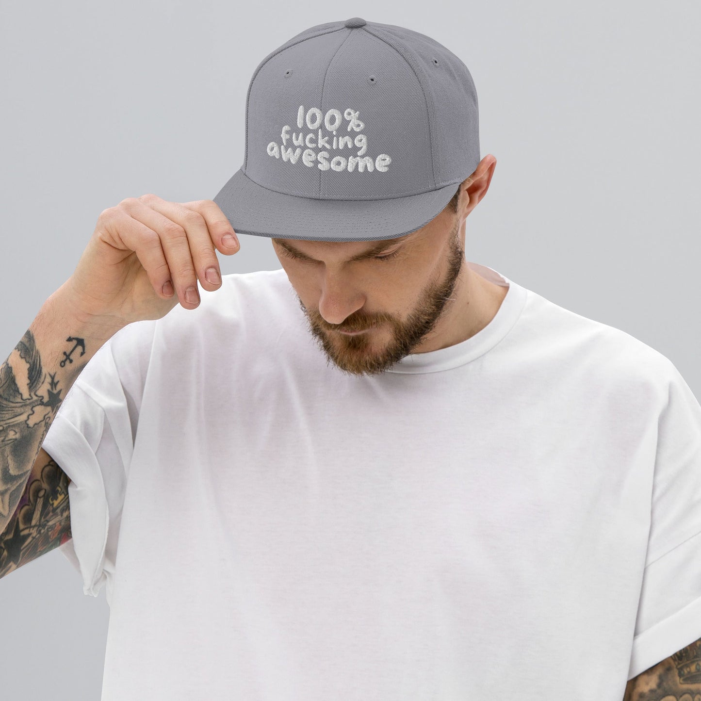 100% Fucking Awesome - Snap Back Hat Silver t-shirt from Raelfly