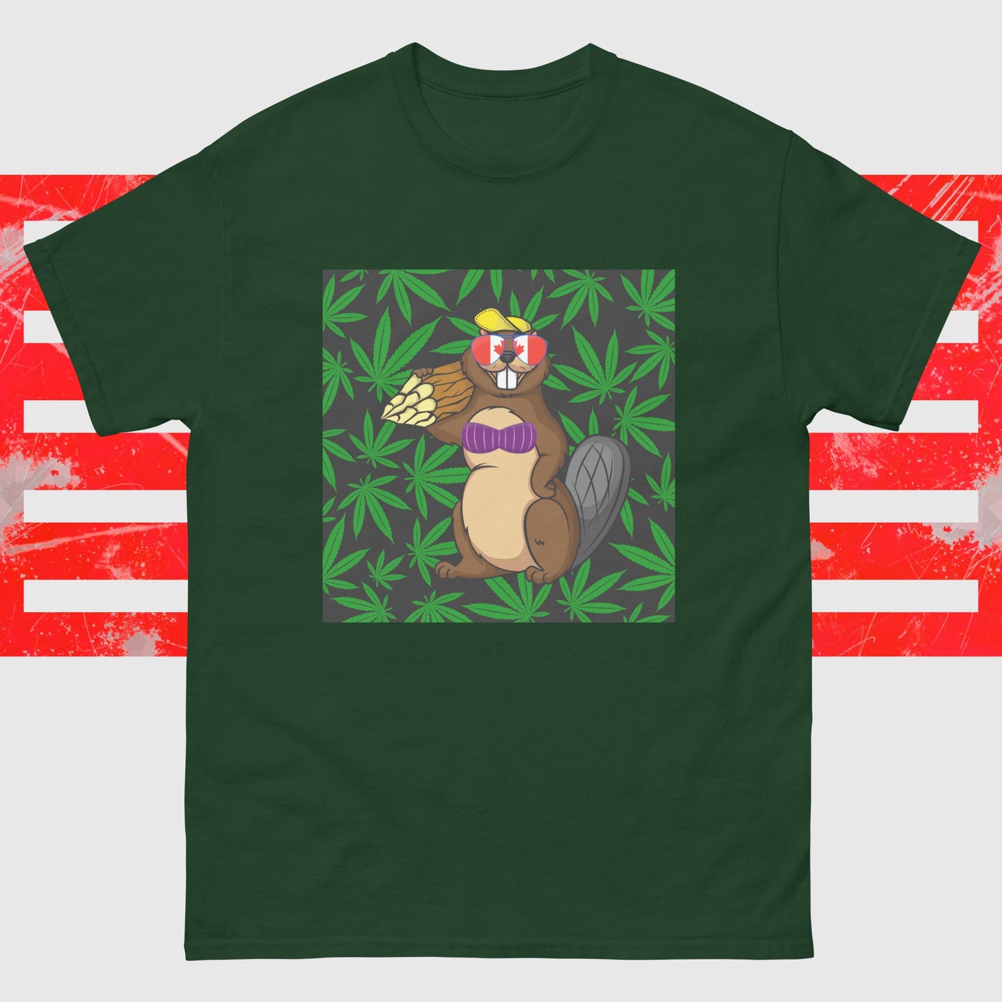 Canadian Beaver - Unisex Tee Forest Green S t-shirt from Raelfly