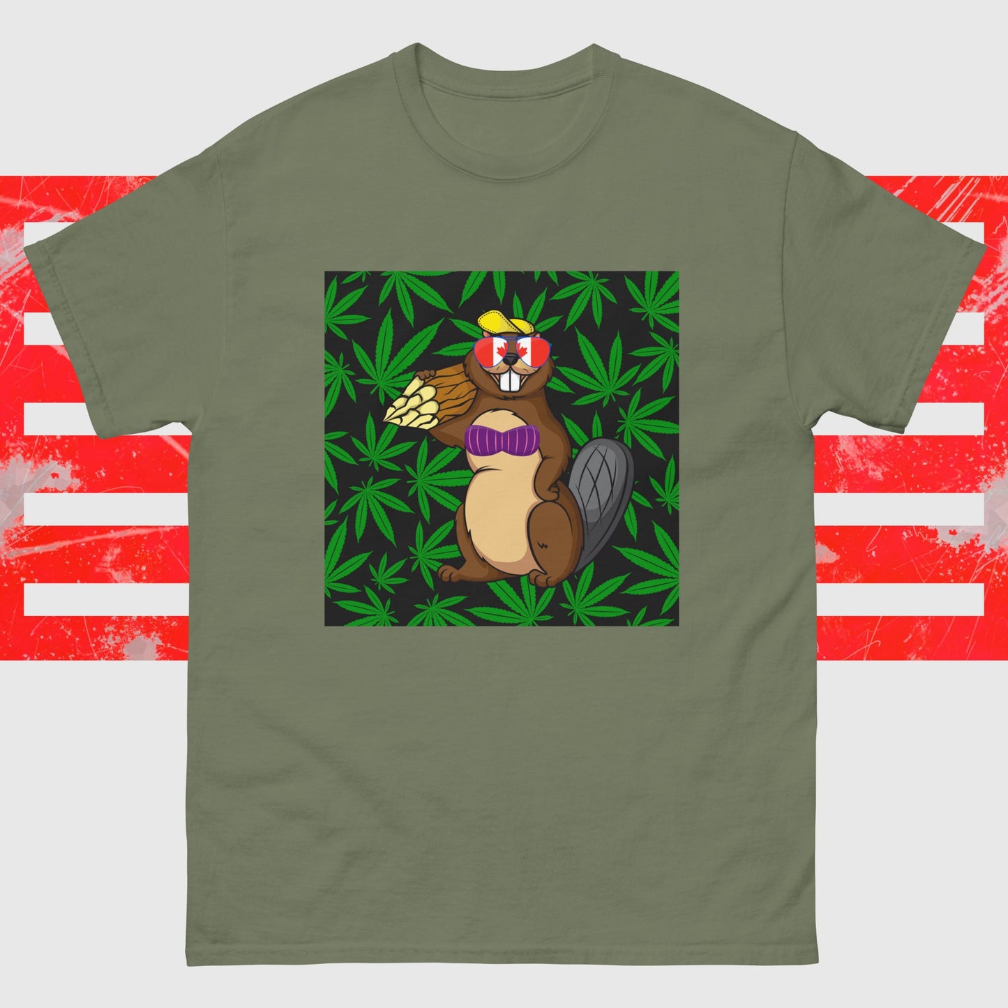 Canadian Beaver - Unisex Tee Military Green S t-shirt from Raelfly