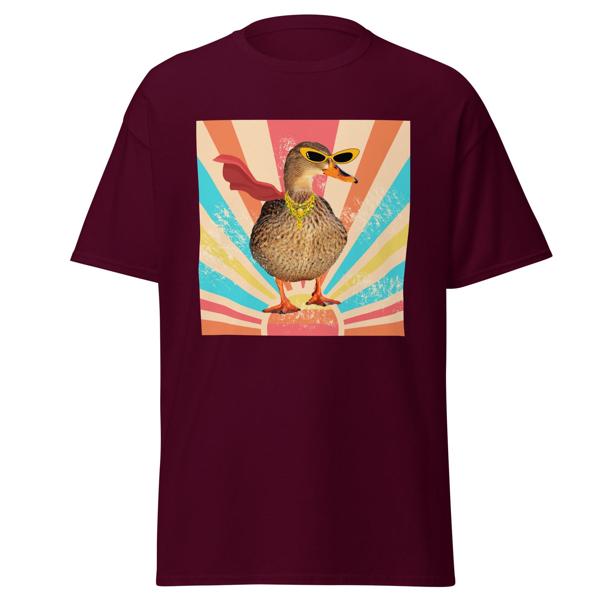 Superhero Duck - Unisex Tee Maroon S t-shirt from Raelfly